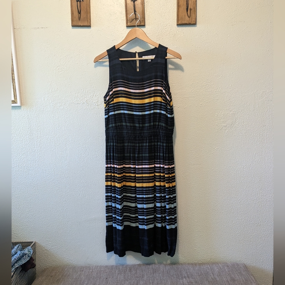 LOFT Black striped sleeveless dress